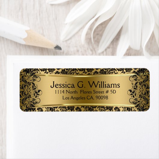 Mooie gouden en zwarte Damaskers en kant Etiket (Insitu)