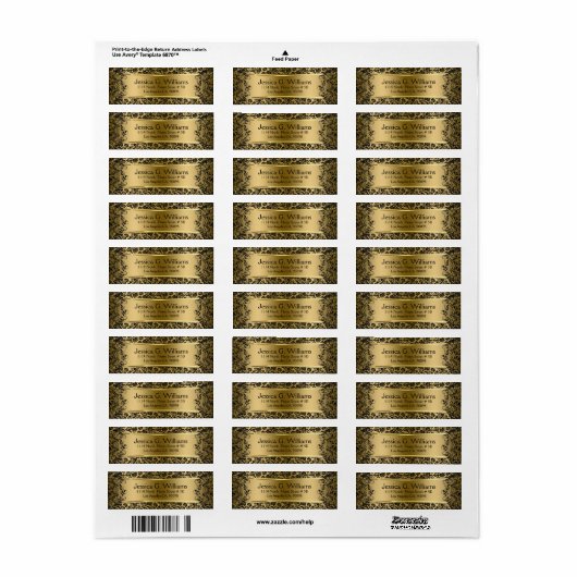 Mooie gouden en zwarte Damaskers en kant Etiket (Full Sheet)