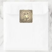 Mooie gouden engel Cherub Vierkante Sticker (Tas)