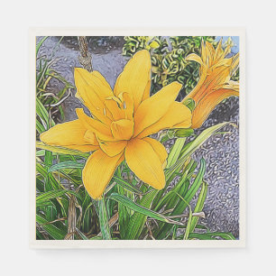 Mooie Gouden Gele Daglelibloemen Close-Up Servetten