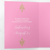 Mooie gouden glitter quinceanera drieluik uitnodiging (Binnenzijde eerst)