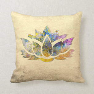 Mooie Gouden Kleurrijke Lotus , Zen Kussen