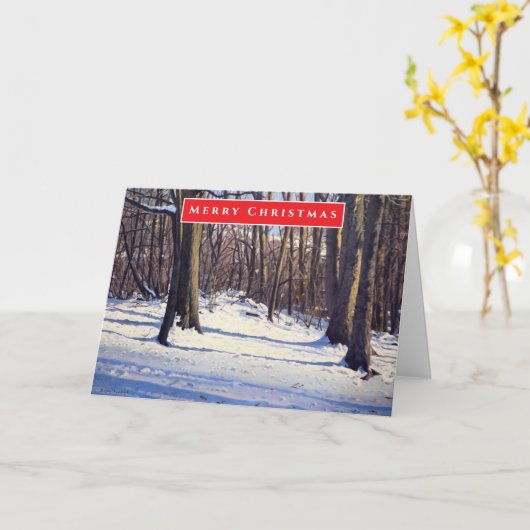 Mooie gouden uur sneeuw kerst kaart (Gele Bloem)