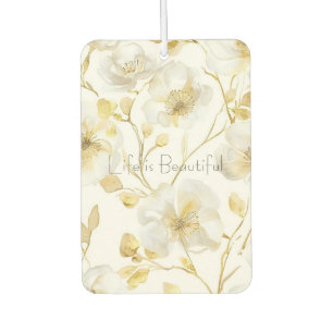 Mooie Gouden Witte Bloemen Luchtverfrisser