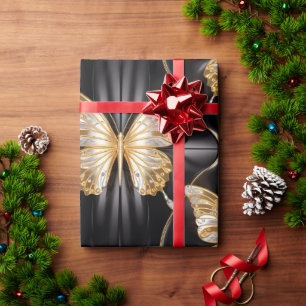 Mooie gouden & zilveren vlinders cadeaupapier