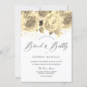 Mooie goudflorale Vrijgezellenfeest Brunch Bubble Kaart