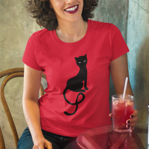 Mooie gracieuze kwaadaardige zwarte kat t-shirt