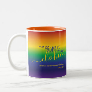 Mooie Gradiënt Regenboog Bijbel Quote Tweekleurige Koffiemok