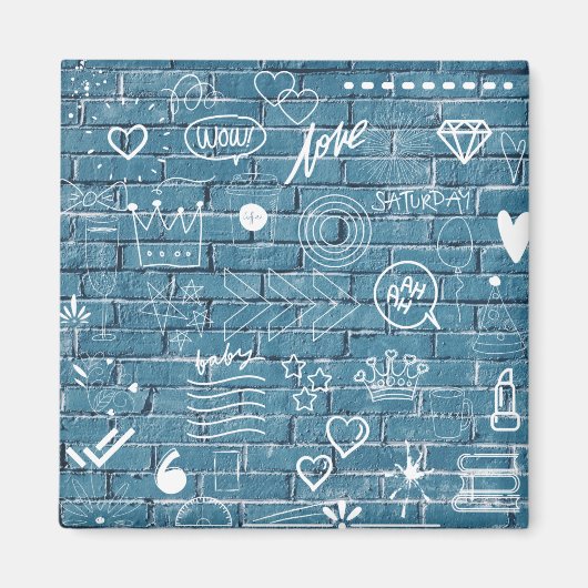 Mooie graffiti-kunst op wandgroene kalligrafie magneet (Voorkant)