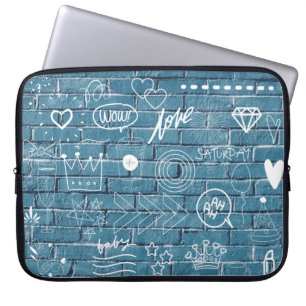 Mooie graffiti op Wall-groene kalligrafie Laptop Sleeve