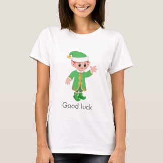 Mooie grappige geluks-elf & kalligrafie t-shirt