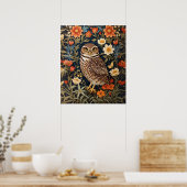 Mooie gravende uil William Morris Geïnspireerd Poster (Keuken)