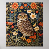 Mooie gravende uil William Morris Geïnspireerd Poster (Voorkant)