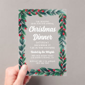 Mooie Greenery Berry Lijst kerstdiner Acryl Uitnodigingen (Insitu (Draagbaar))