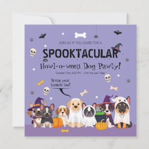 Mooie griezelige honden Halloween-feest Kaart