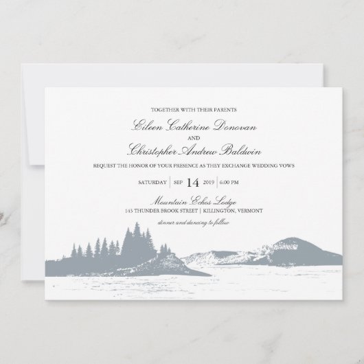 Mooie grijze bergbomen meer | Weddenschap Kaart (Voorkant)