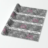 Mooie grijze bloemen cadeaupapier (Uitgerold)