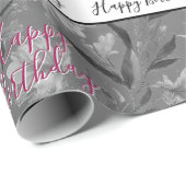 Mooie grijze bloemen cadeaupapier (Rol Hoek)