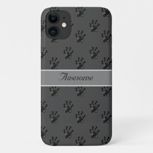 Mooie grijze poot patroon en kalligrafie iPhone 11 hoesje