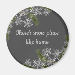Mooie grijze sneeuwvlok en Pine Winter Home Magnet Magneet