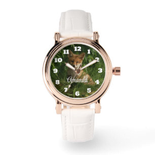 Mooie Grijze Wolf in een Donker Bos Horloge