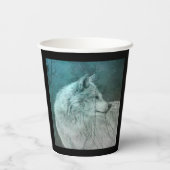 Mooie Grijze Wolf in een Donker Bos Papieren Bekers (Achterkant)
