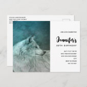 Mooie Grijze Wolf in een Donker Bos Verjaardag Uitnodiging Briefkaart (Voorkant / Achterkant)