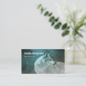 Mooie Grijze Wolf in een Donker Bos Visitekaartje (Staand voorkant)