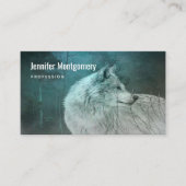 Mooie Grijze Wolf in een Donker Bos Visitekaartje (Voorkant)