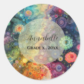 Mooie grillige kleurrijke terug naar school ronde sticker (Voorkant)