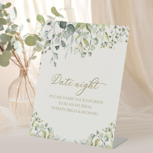 Mooie Groene Bruidsdouche Date Night Jar Bordje Reclamebord Met Voetstuk