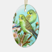 Mooie groene budgetten keramisch ornament (Links)