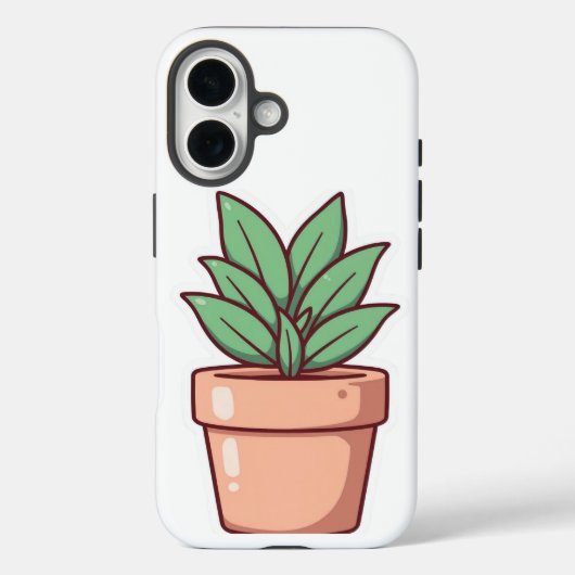 “Mooie Groene Cactus Pot Mobiele Hoes – Esthetisch (Achterkant)