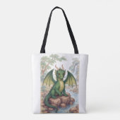 Mooie groene draak draagtas (Achterkant)