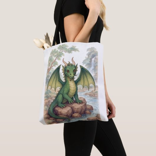 Mooie groene draak draagtas (Dichtbij)