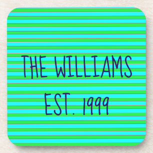 Mooie Groene en Blauwe Strepen Bier Onderzetter