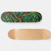 Mooie groene en gouden bloemen en kralen Abstract Skateboard (Horizontaal)