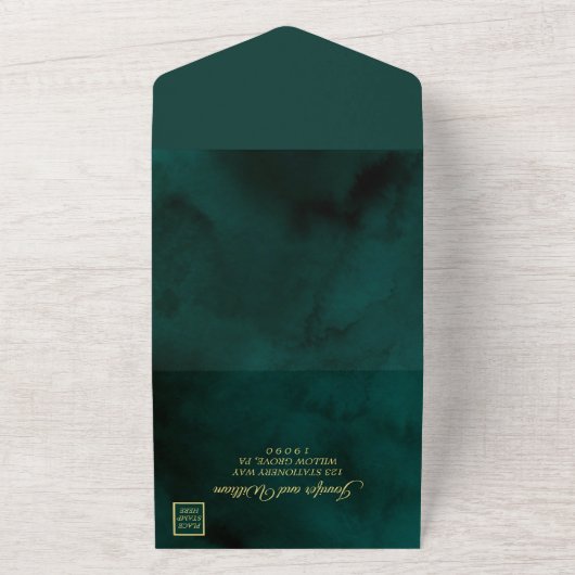 Mooie Groene en witte bruiloft All In One Uitnodiging (Buitenkant)