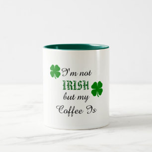 Mooie groene en witte Ierse koffiemok Tweekleurige Koffiemok