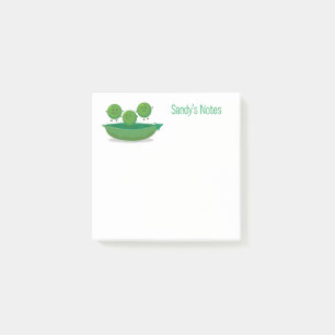 Mooie groene erwten en pod cartoon illustratie post-it® notes