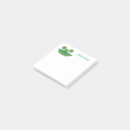 Mooie groene erwten en pod cartoon illustratie post-it® notes (Schuin)