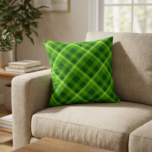 Mooie groene geruite throw kussen