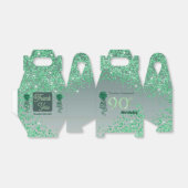 Mooie groene glitter & lint 90e verjaardag bedankdoosjes (Uitgevouwen)