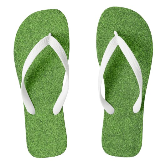 Mooie groene grastextuur vanaf golfbaan teenslippers (Voetbed)