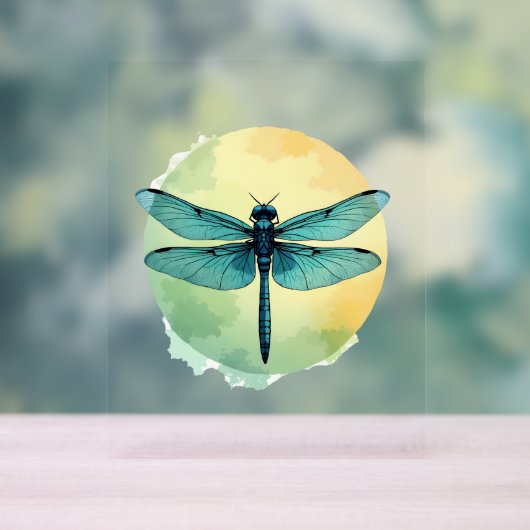 Mooie groene libel Waterverf Art Insect Lo Acryl Bord (Neutraal)