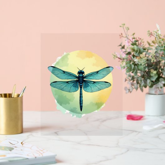 Mooie groene libel Waterverf Art Insect Lo Acryl Bord (Huwelijk)