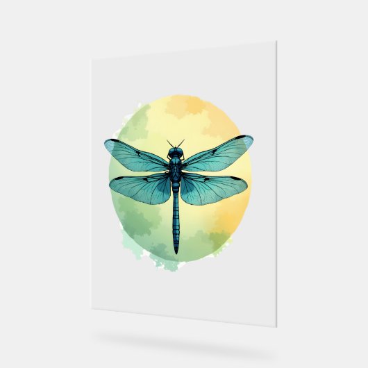 Mooie groene libel Waterverf Art Insect Lo Acryl Bord (Hoek)