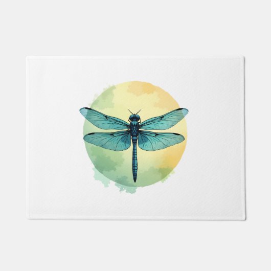 Mooie groene libel Waterverf Art Insect Lo Deurmat (Voorkant)