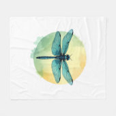 Mooie groene libel Waterverf Art Insect Lo Fleece Deken (Voorkant (Horizontaal))