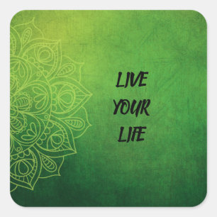Mooie groene Mandala met Quote Vierkante Sticker